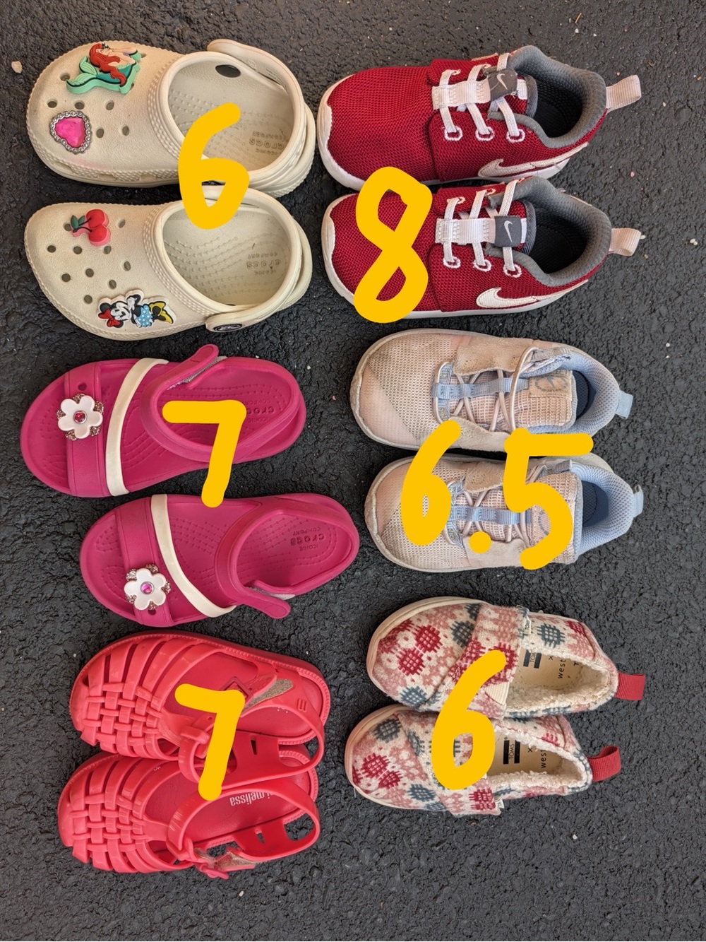Crocs Nike Toddler shoes lot.